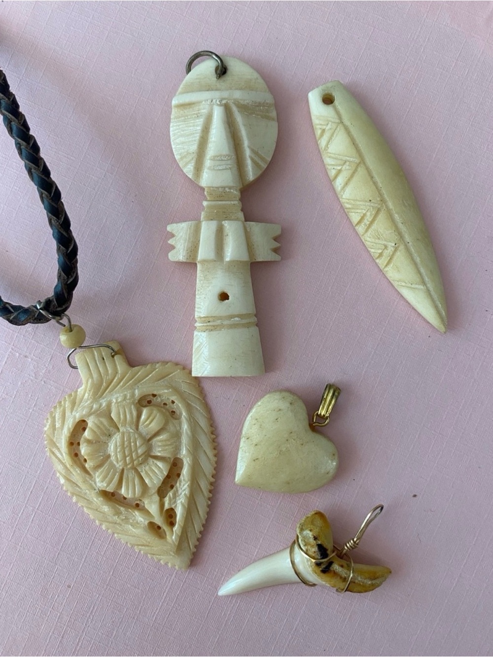 BONE and SHARK TOOTH Pendant Necklace Bundle